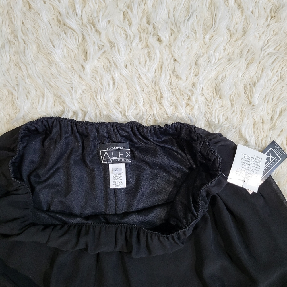 Alex Evenings Plus Straight Leg Pant with Georgette Split Leg Overlay Size 2X - Picture 7 of 15